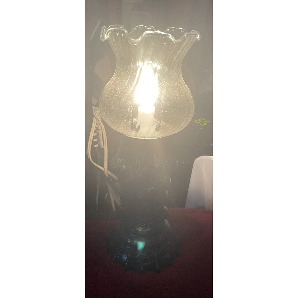 Table Lamp Cherubs Metal And Glass vintage